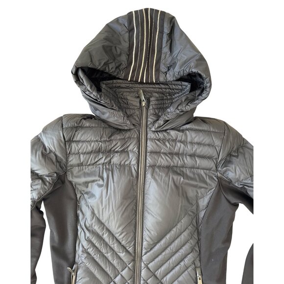 Alp N Rock Womens Hooded Quilted Puffer Coat With Striped Hood - Black M… - Picture 4 of 12